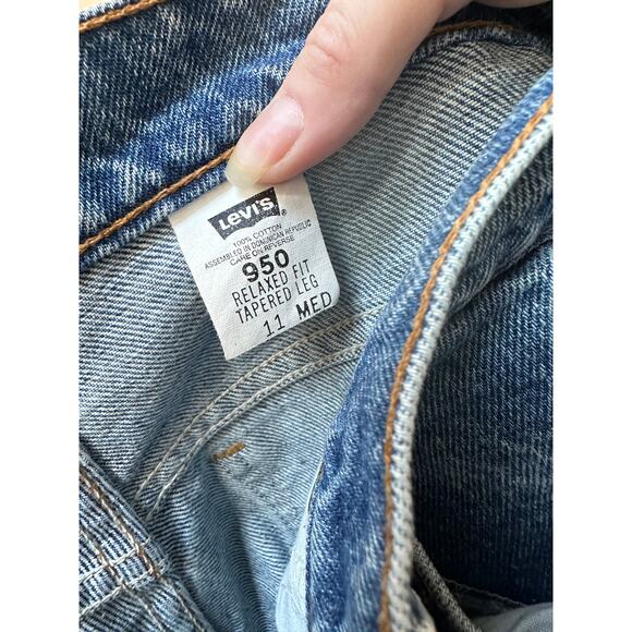Y2K Levis Blue Jeans 950 Relaxed Fit 11 MED, orange tab (fits a 6/8) - Picture 11 of 12